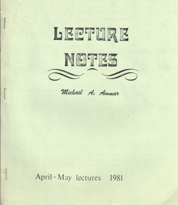 Lecture Notes
              1981
