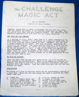 U.F. Grant Challenge Magic Act