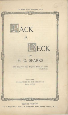 H.G.
              Sparks: Pack a Deck