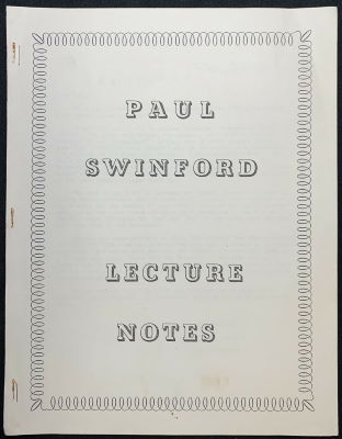 Paul Swinford Lecture Notes 1968