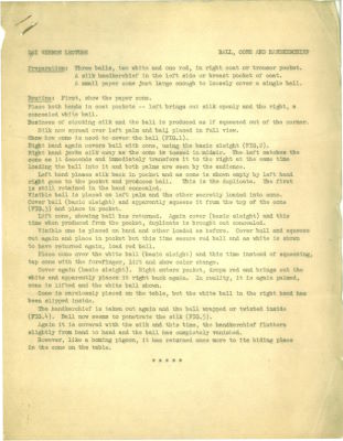 Dai Vernon: Lecture Manuscript, 1950s