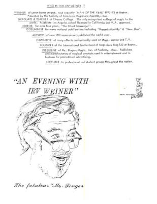 An Evening With Irv Weiner