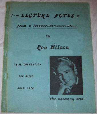 Ron Wilson Lecture Notes from a
              Lecture-Demonstration