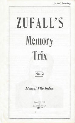 Bernard Zufall: Zufall's Memory Trix No. 1 Mental
              File Index